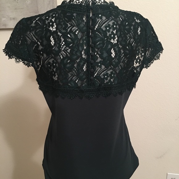 H&M - Dark green top with lace detail - Picture 3 of 5